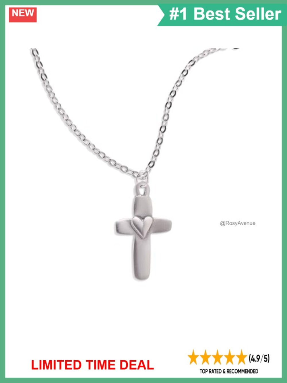 Sterling Silver Cross Pendant Necklace 18 Inch Faith Gift